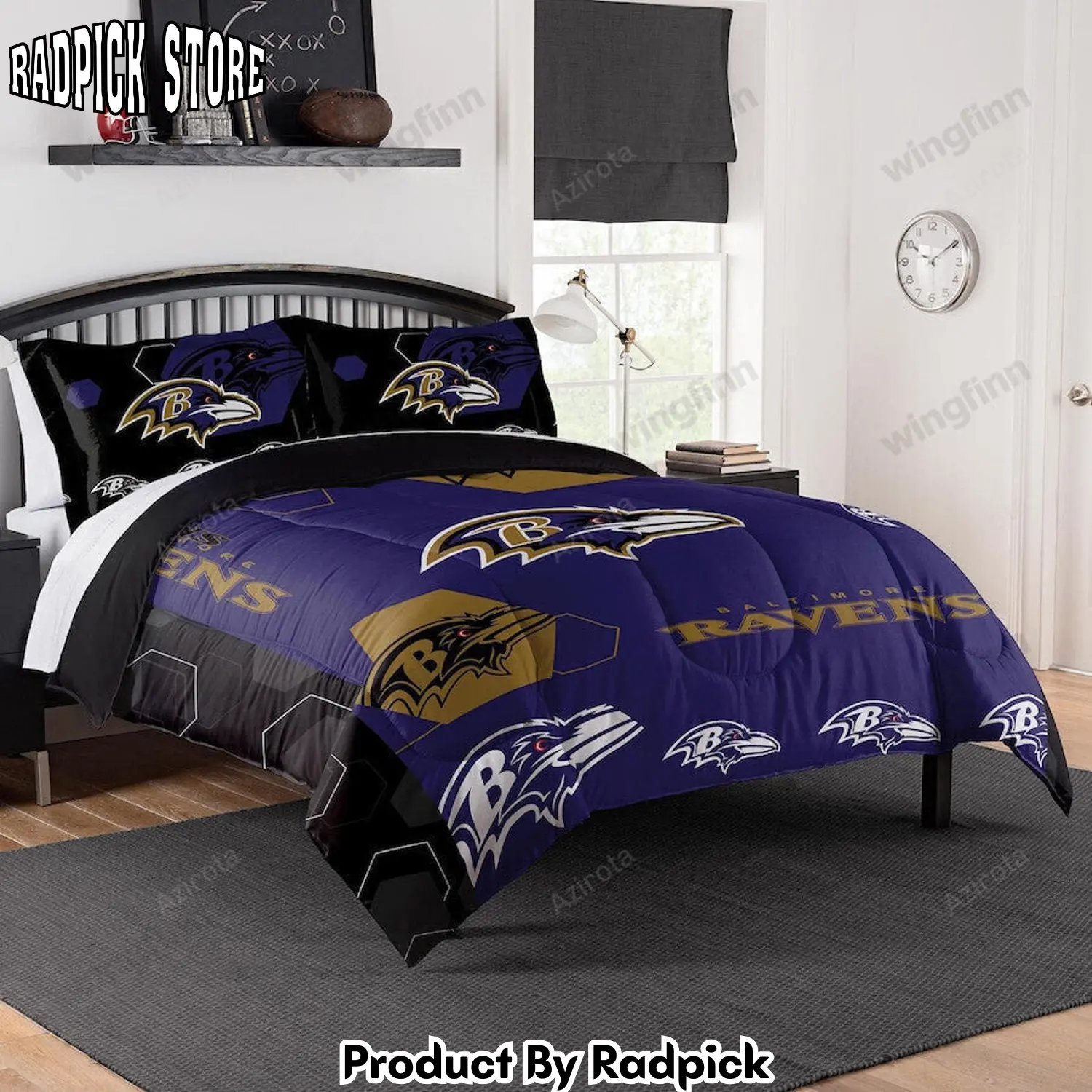 Radpick baltimore ravens 3pcs bedding set duvet cover and pillow cases 1566 rp3278511